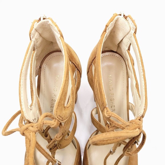 Marc Fisher Shellie Lace Up D'Orsay High Heel Pump Tan Brown Suede Leather Sz 6 - Picture 8 of 12